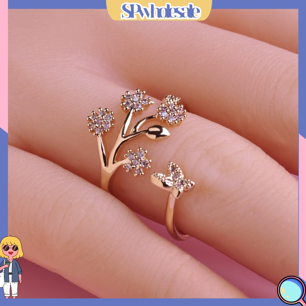 <SPwholesale> Nhẫn Đính Hôn Bạc Họa Tiết Bướm Đáng Yêu Dành Cho Nữ