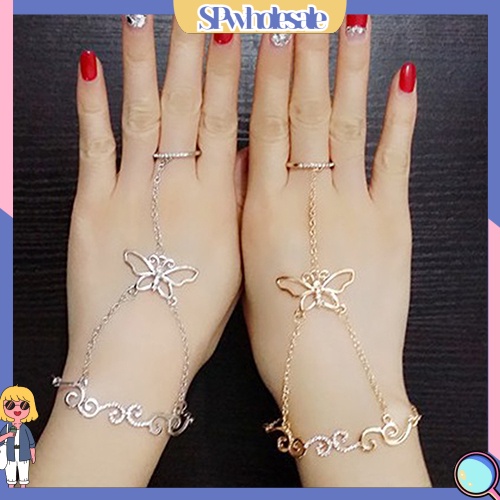 <SPwholesale> Vòng Đeo Tay Nối Nhẫn Hình Bướm Rỗng Sang Trọng Thời Trang Cho Nữ