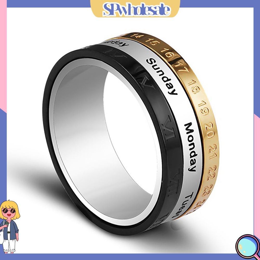 <SPwholesale> Nhẫn Titan Ba Ngày Tháng Xoay Sáng Tạo