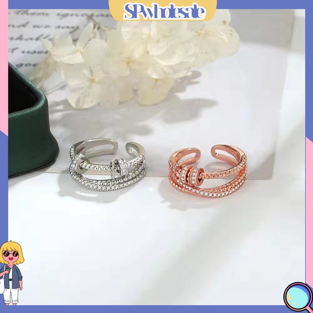 Nhẫn Đính Đá Zirconia Giảm Căng Thẳng Thời Trang Cho Nam Nữ