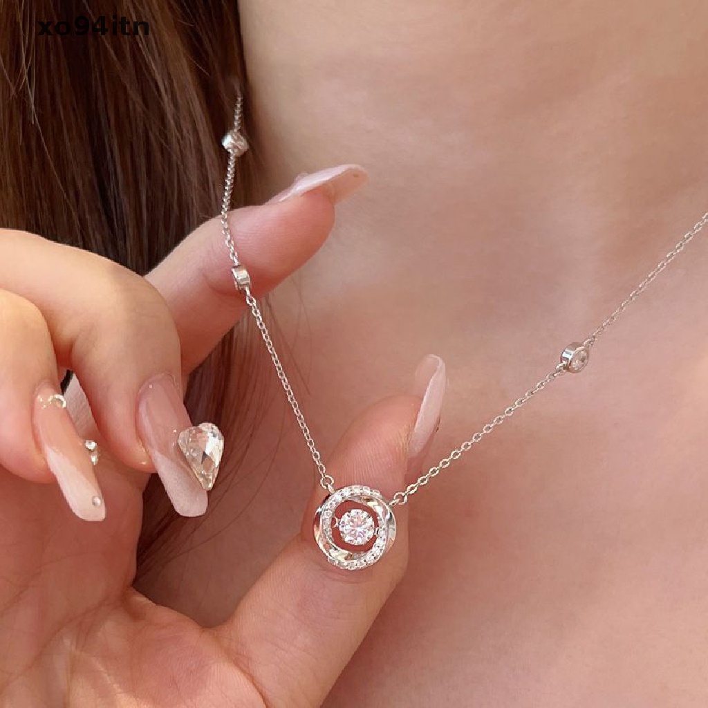 Tn Mobius Vòng cổ Mặt Hình Trái Tim Ba Giây Đính Đá Tối Giản Thời Trang Nữ