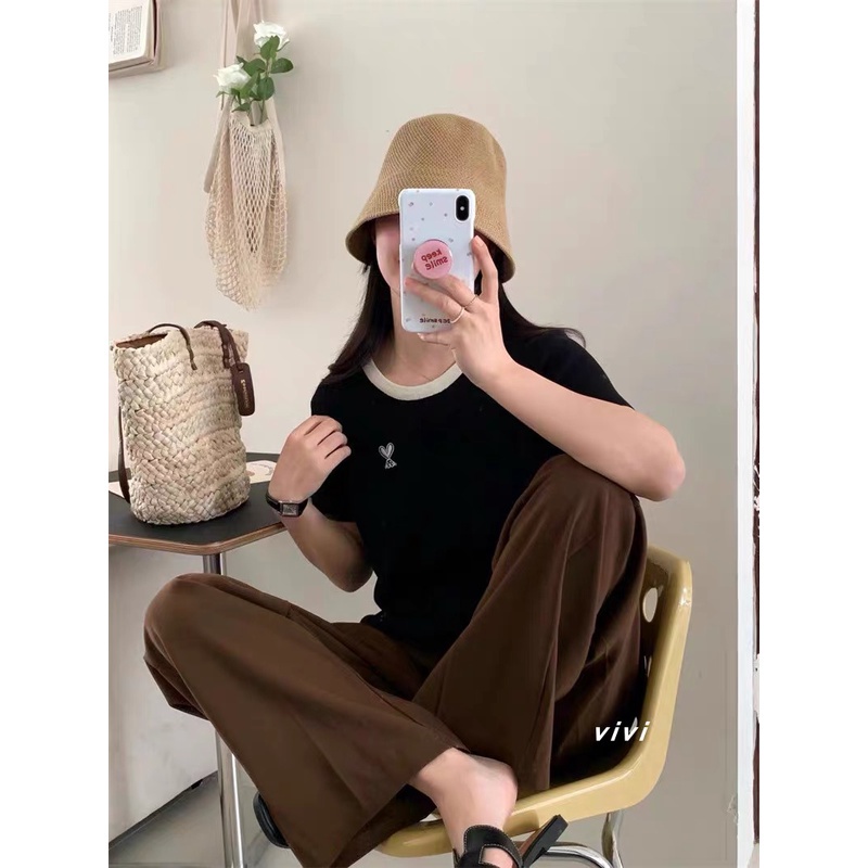 Áo len nữ cổ tròn viền màu trẻ trung MS1140