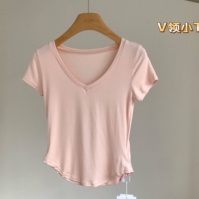 Áo Thun Tay Ngắn Cổ Chữ V Dễ Phối Đồ Hợp Thời Trang