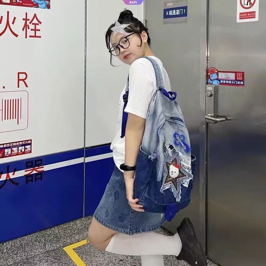 Balo Đựng Laptop Cỡ Lớn In Họa Tiết Sanrio Hello Kitty Phong Cách Hip Hop Thời Trang Cho Nam Và Nữ Y2k