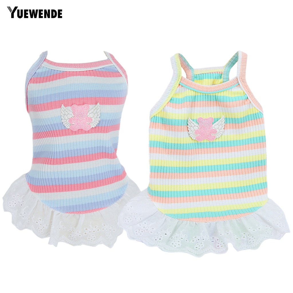 Yue.z Đầm Công Chúa Họa Tiết Kẻ Sọc Nhiều Màu Sắc Mỏng Thời Trang Mùa Hè Dành Cho Cún Cưng
