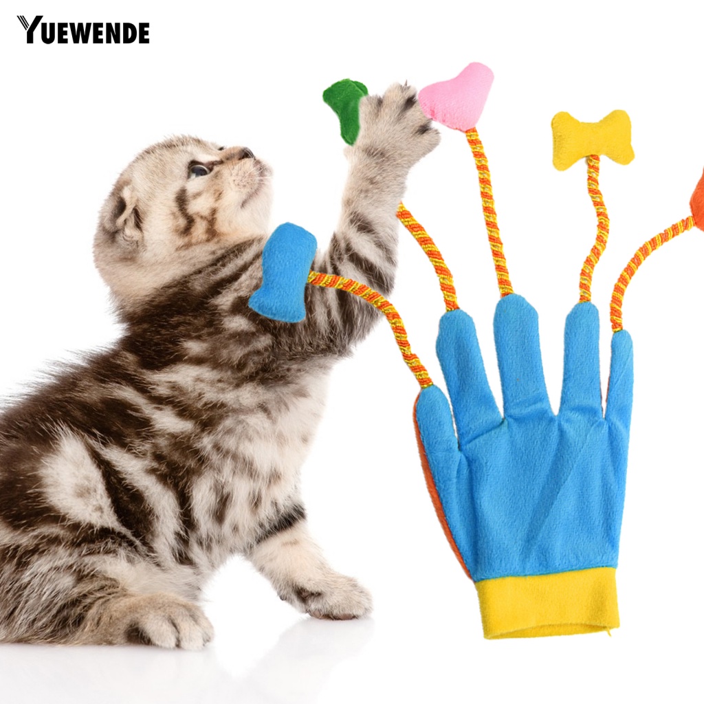 Găng Tay Bông Tua Rua Năm Ngón Chống Mài Mòn Đồ Chơi Cho Mèo