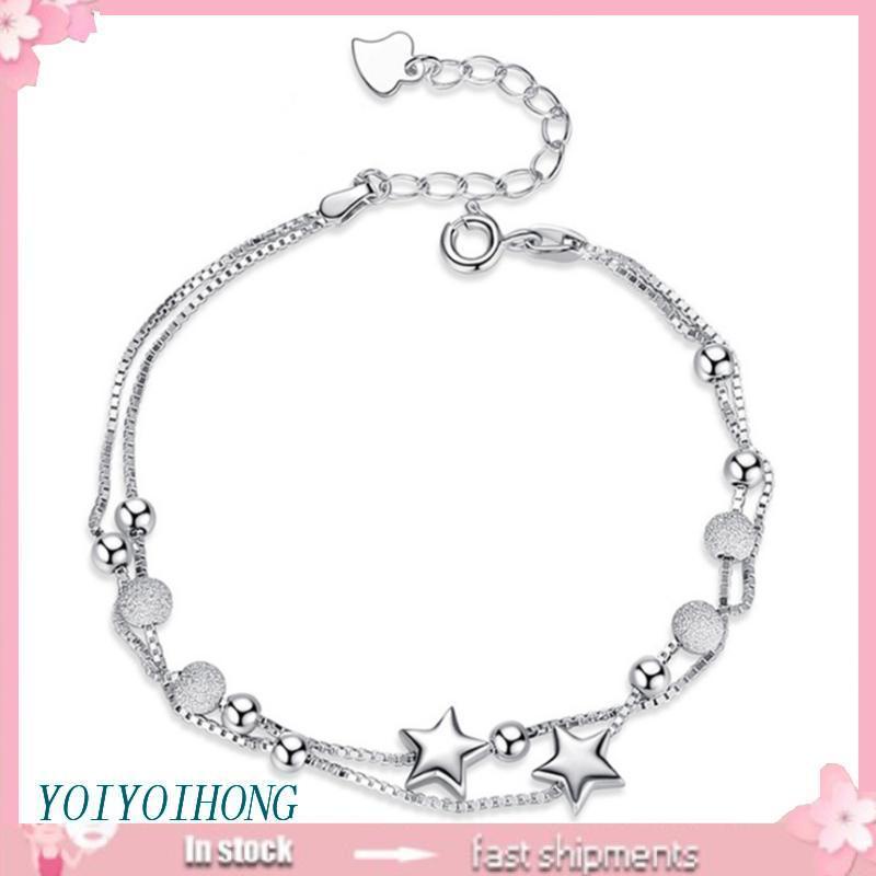 Vòng Tay Hai Lớp Hình Ngôi Sao Năm Cánh Có Thể Điều Chỉnh Cho Nữ