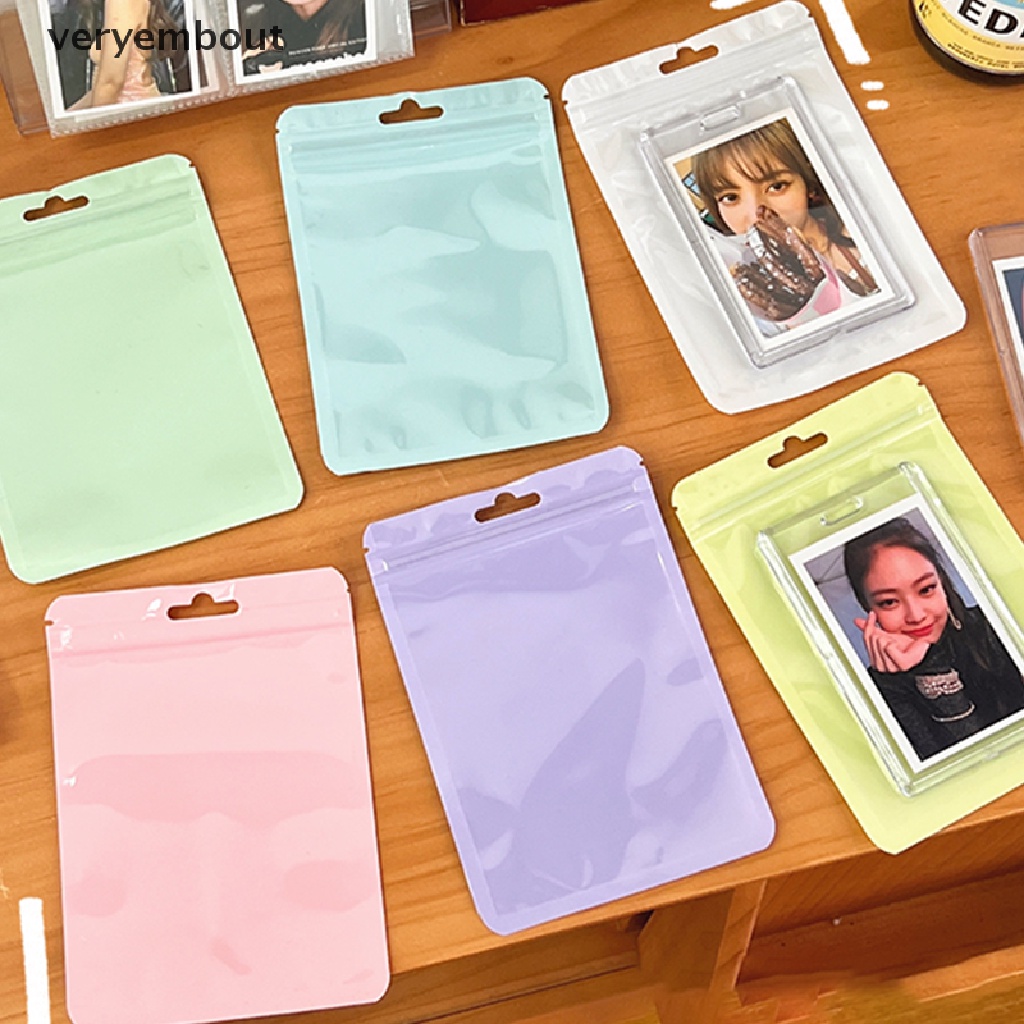 Set 10 Túi Zip Bằng Nhựa Dày Dặn Màu Sắc Macaron Đựng Cọ Trang Điểm