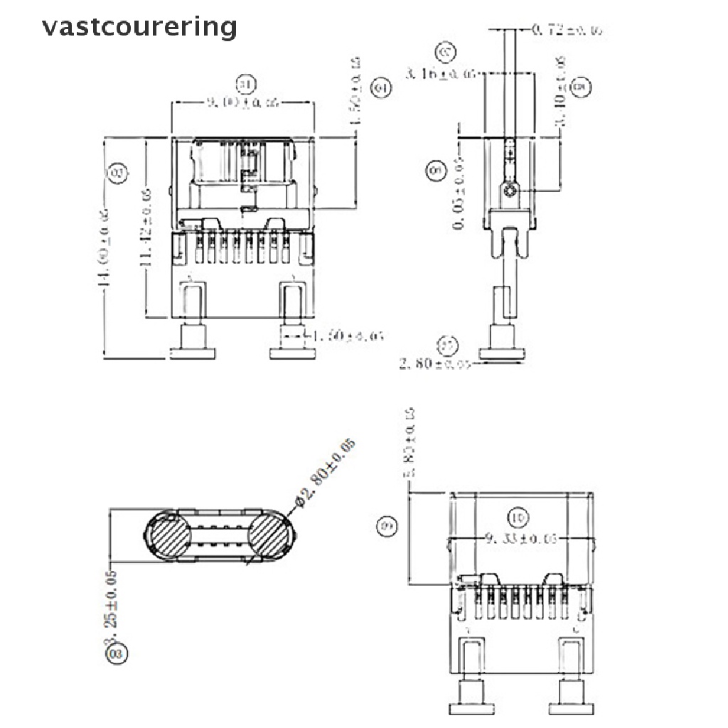 Bộ 2 Đầu Nối Ổ Cắm TYPE-C 2Pin Chống Thấm Nước Tiện Dụng