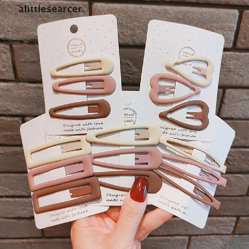 Set 3 Kẹp Tóc Hình Ngôi Sao / Hình Học Màu Cà Phê Ngọt Ngào Thời Trang Cho Nữ