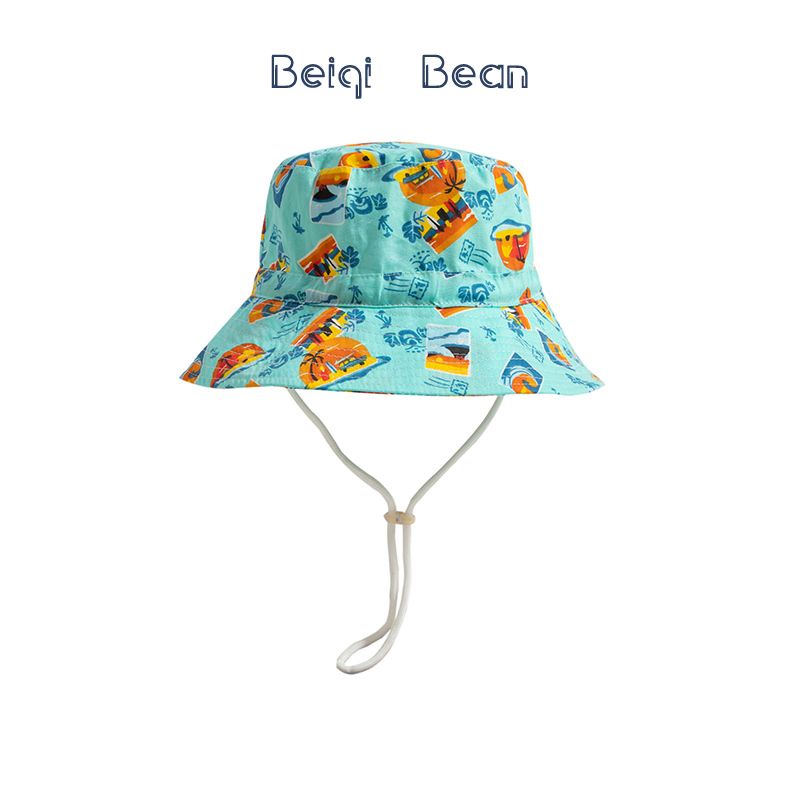 Mũ Bucket Chất Liệu Cotton Chống Tia UV In Họa Tiết Hoạt Hình Dễ Thương Thời Trang Mùa Hè Cho Bé Trai Và Gái