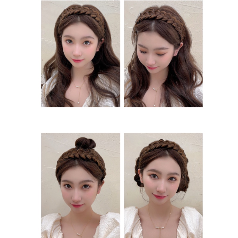 Băng Đô Cài Tóc Giả Thắt Bím Xương Cá Dễ Thương Chống Trượt Phong Cách Hàn Quốc Cho Nữ