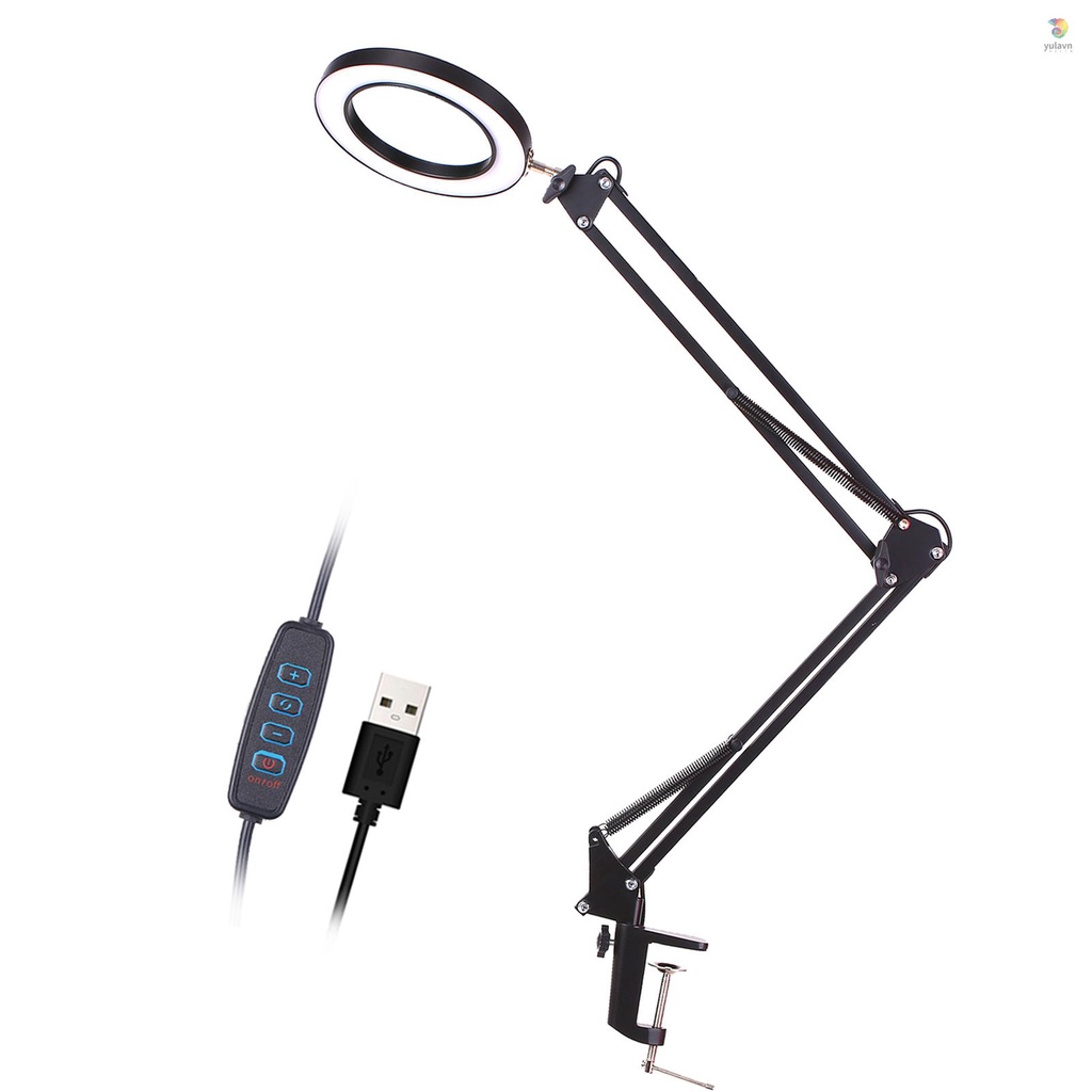 Kính Lúp 5X Có Đèn LED Với 3 Chế Độ Điều Chỉnh Kèm Kẹp Tiện Dụng