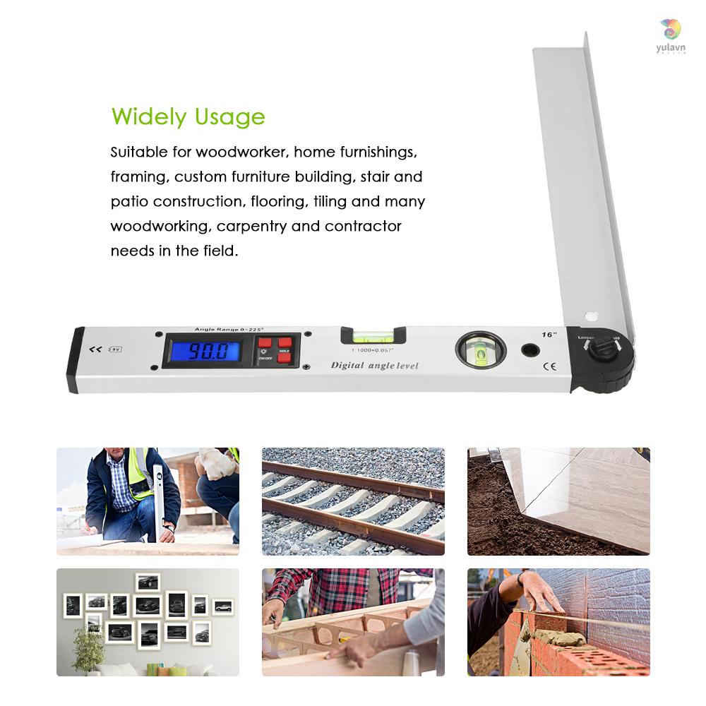 Thước Đo Góc Kỹ Thuật Số 0-225 Độ 400mm 16inch Chuyên Dụng