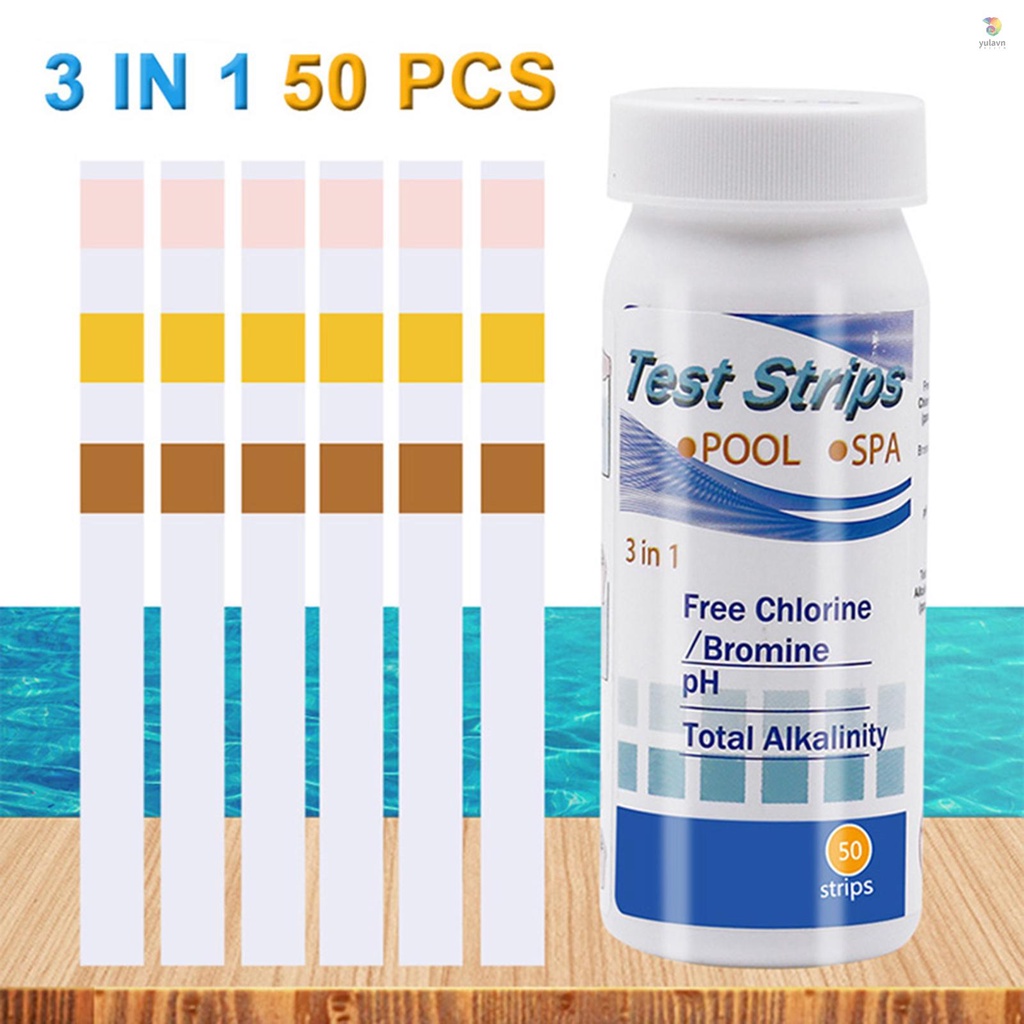 Bộ 50 Miếng Dán Clo Thử Nghiệm Clo pH Alkalinity 3 Trong 1
