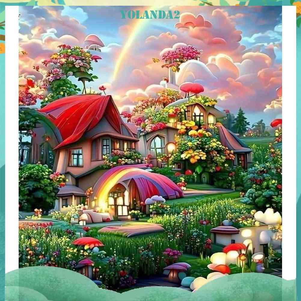 Tranh Đính Đá Kim Cương Toàn Bộ 5D DIY Hình Vẽ Ngôi Nhà