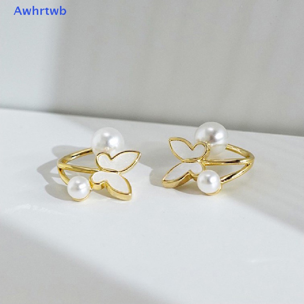 Bông Tai Hình Bướm Đính Ngọc Trai Giả Thanh Lịch Kiểu Hàn Quốc Cho Nữ