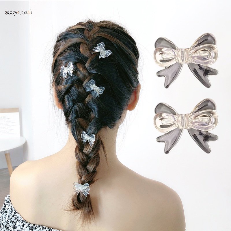 Kẹp Tóc Nơ Mini Trong Suốt Kiểu Pháp Đơn Giản Cho Nữ