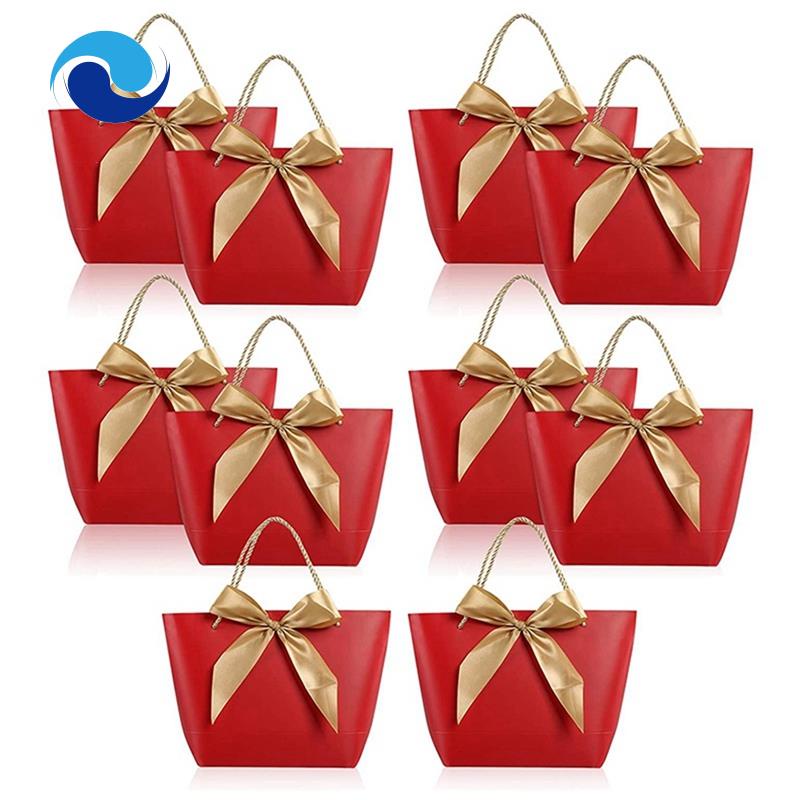 Bộ 10 Túi Giấy Đựng Quà Có Tay Cầm Và Nơ Xinh Xắn