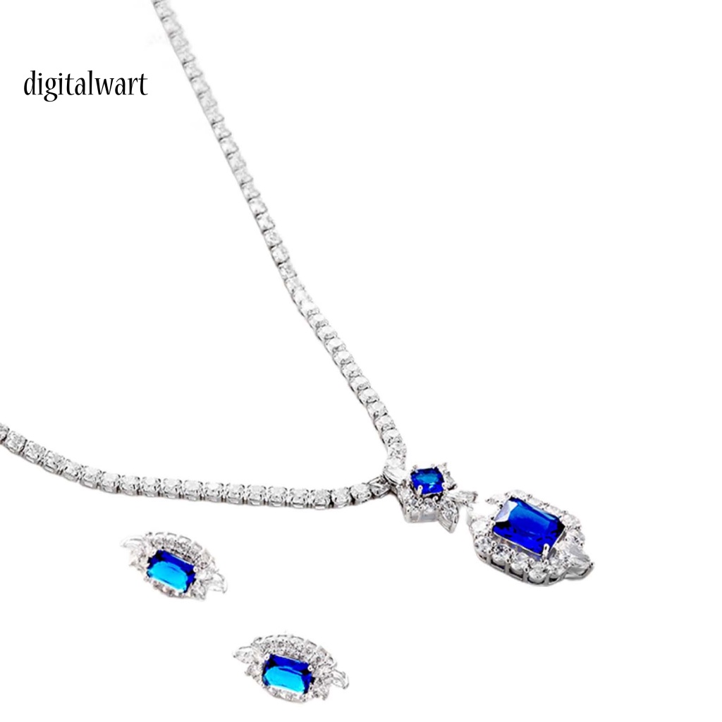 Kỹ Thuật Số| 1 Bộ Vòng cổ Và Bông Tai Đính Đá Khối Lập Phương Đặc Biệt Sang Trọng Thanh Lịch Cho Ngày Đặc Biệt