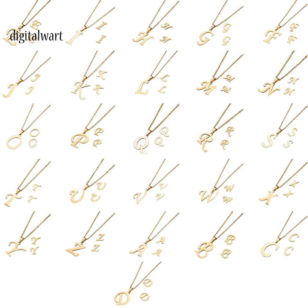 Kỹ Thuật Số| Set 26 Vòng Cổ Choker Và Bông Tai Chữ Cái Không Gây Dị Ứng Thời Trang Cá Tính Cho Nữ