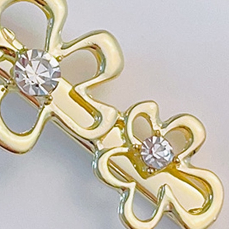 Kẹp Tóc Mái Hình Hoa Đính Đá Pha Lê Bằng Kim Loại