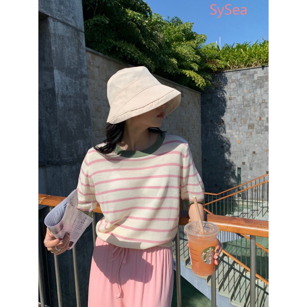 Áo Dệt Kim Họa Tiết Kẻ Sọc Phong Cách Hàn Quốc Thời Trang Cho Nữ