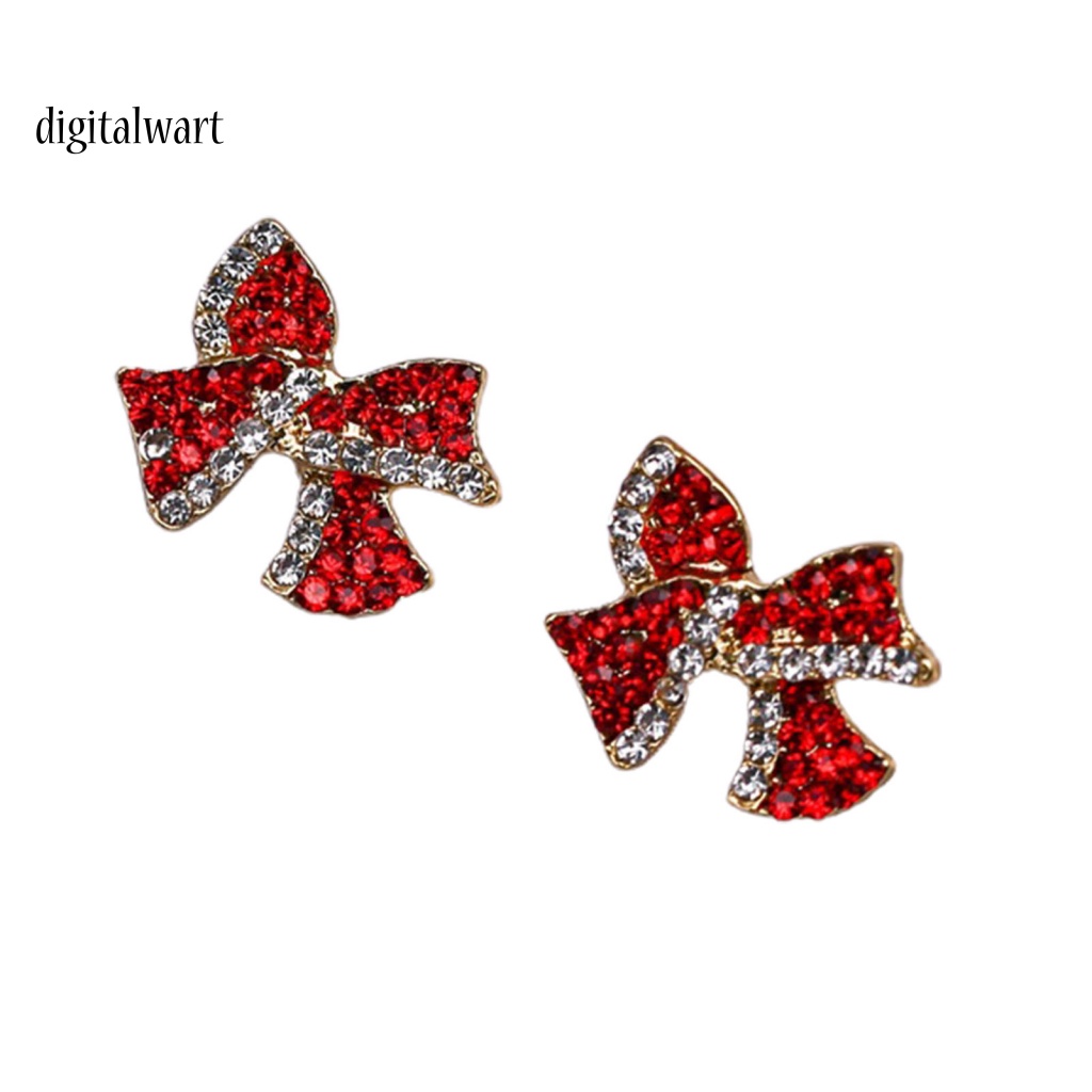 Kỹ Thuật Số| 1 Đôi Bông Tai Hình Nơ Đính Đá Ngọt Ngào Lâu Trôi