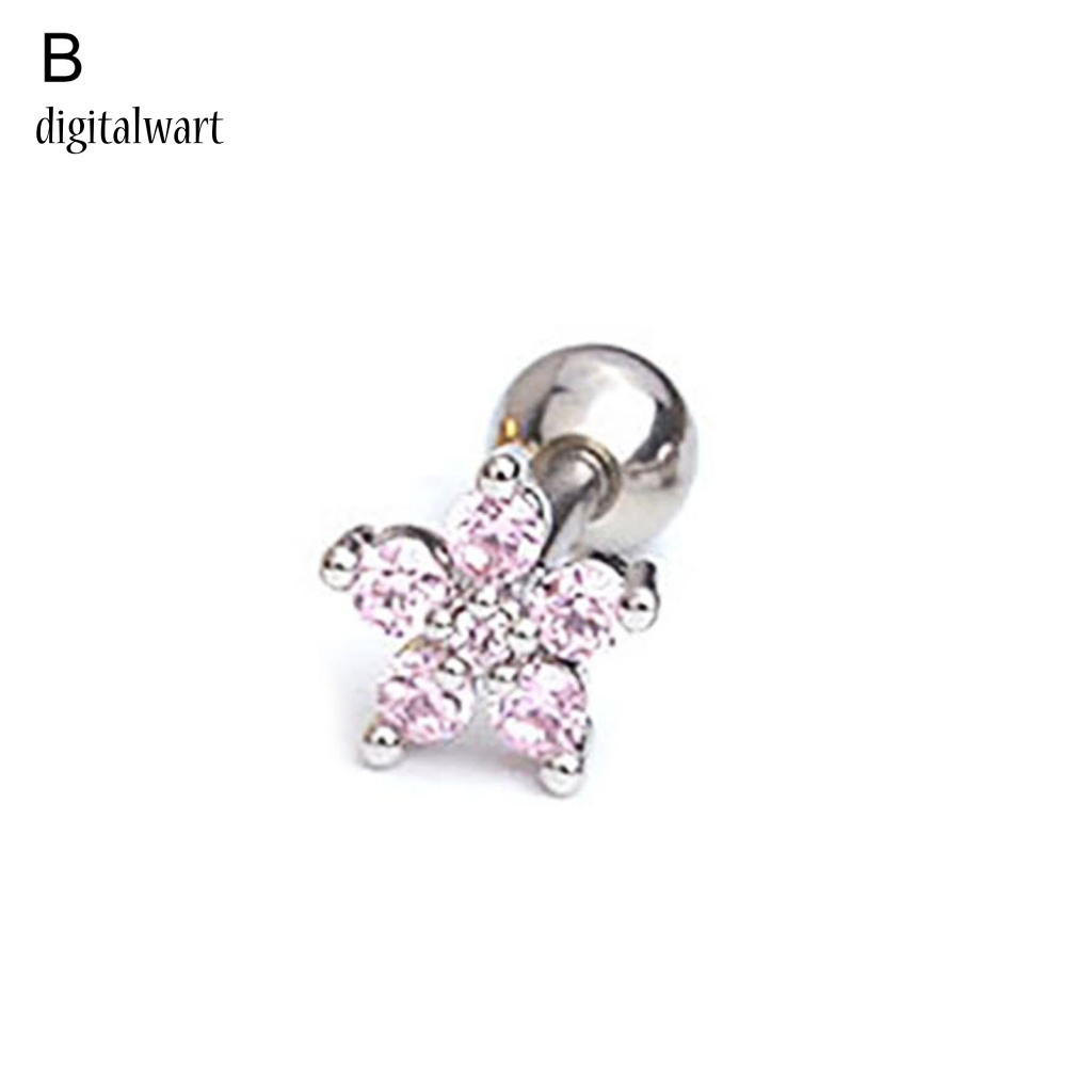 Kỹ Thuật Số| 1 Khuyên Tai Hình Hoa Đính Đá Zircon Bằng Thép Không Gỉ