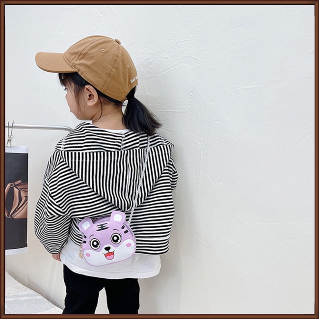 Túi Da Pu Đeo Chéo Mini Họa Tiết Hoạt Hình Động Vật Đáng Yêu Cho Bé
