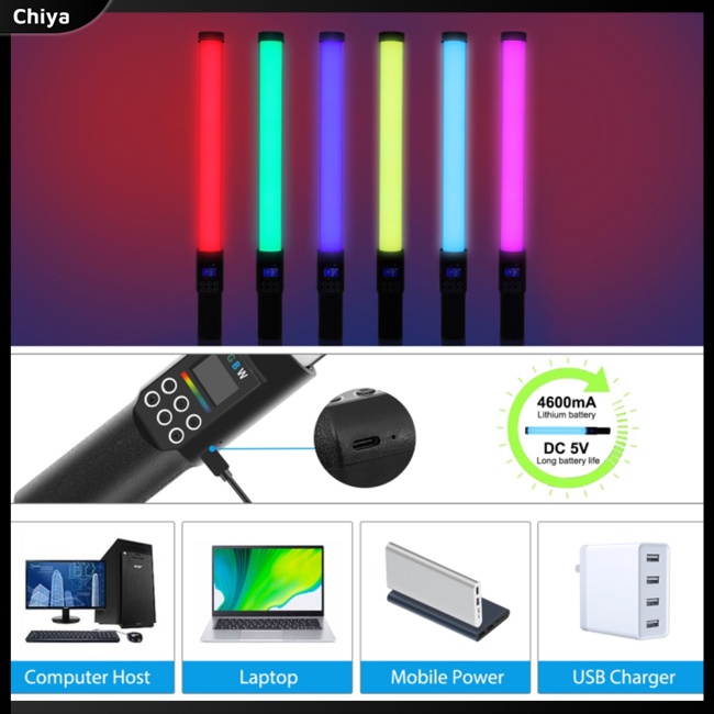 Gậy Chụp Ảnh Có Đèn Led Rgb Nhiều Màu Sắc Tùy Chỉnh Nhiệt Độ Kèm Sạc Tiện Dụng