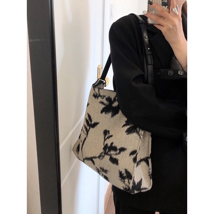 Túi Xách Đeo Vai Vải Jacquard Cỡ Lớn Thời Trang Nữ Sành Điệu