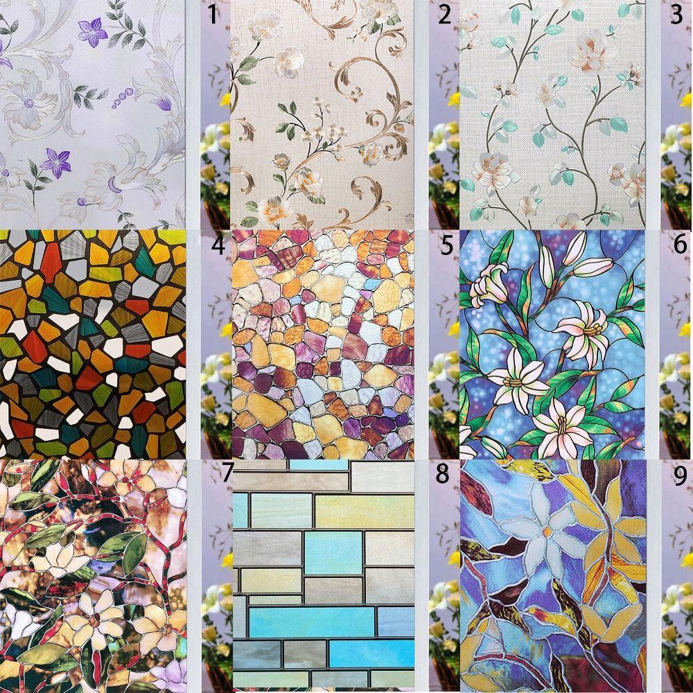 AVALENTINE Sticker Dán Cửa Sổ Họa Tiết Hoa 3D Cách Nhiệt Dễ Lau Chùi DIY