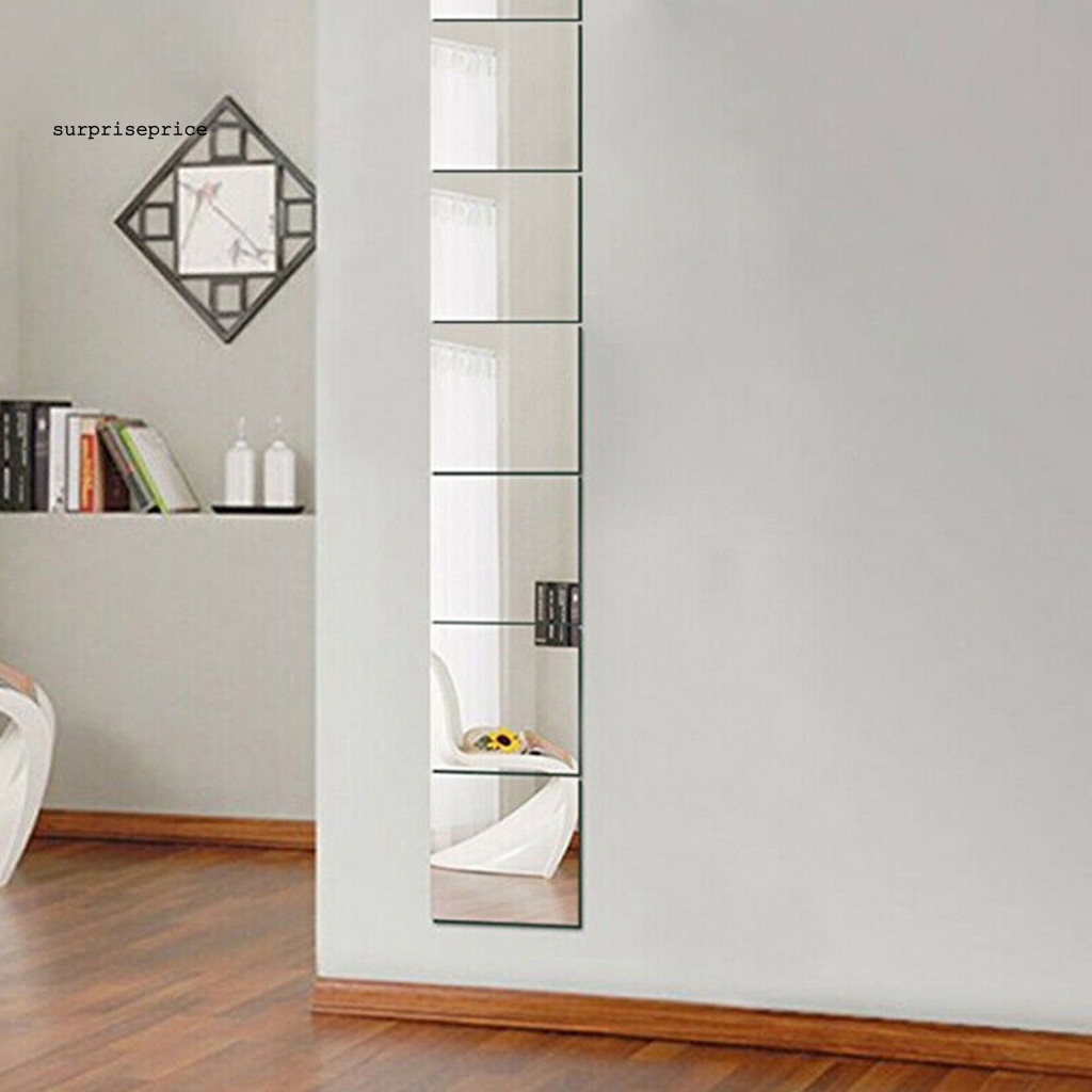 Set 4 Miếng Dán Tường Tráng Gương Acrylic Tự Dính Có Thể Tháo Gỡ Trang Trí Nhà Cửa