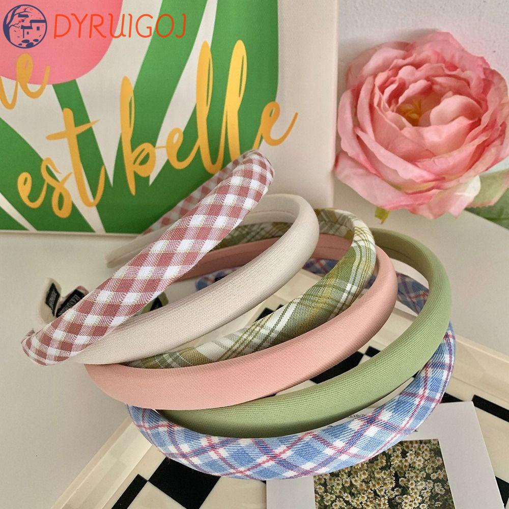 Băng Đô Cài Tóc Họa Tiết Sọc Caro Phong Cách Retro Thời Trang Cho Nữ