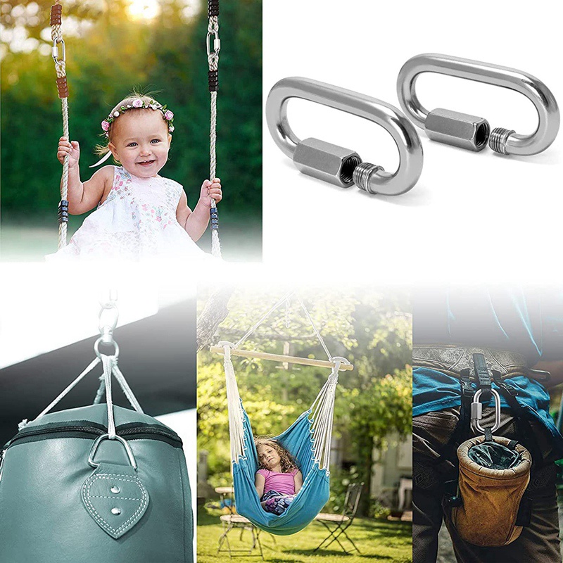 Móc Khóa Dây Xích Hình Oval Tháo Lắp Nhanh Tiện Dụng