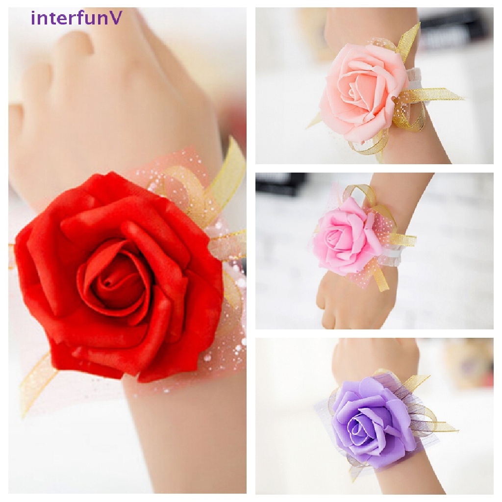 [InterfunV] Vòng Tay Hoa Hồng Lụa Thắt Ruy Băng Mới Cho Phù Dâu Đám Cưới [Mới]