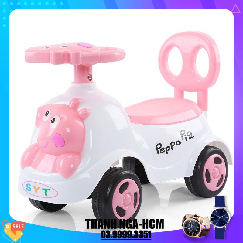 Xe lắc bơi cho bé có nhạc + còi,)Xe chòi chân hình Heo cho bé có nhạc