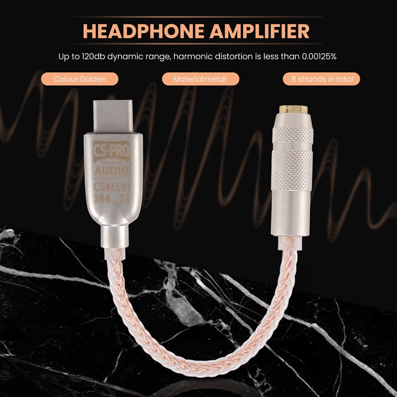 Dây Cáp Chuyển Đổi Âm Thanh Loại C Sang 3.5mm HiFi Cs46L41 Chip DAC Cho Android Win10