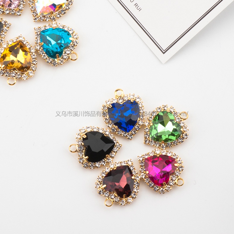 Mặt Vòng cổ Hình Trái Tim Đính Đá Pha Lê 14mm