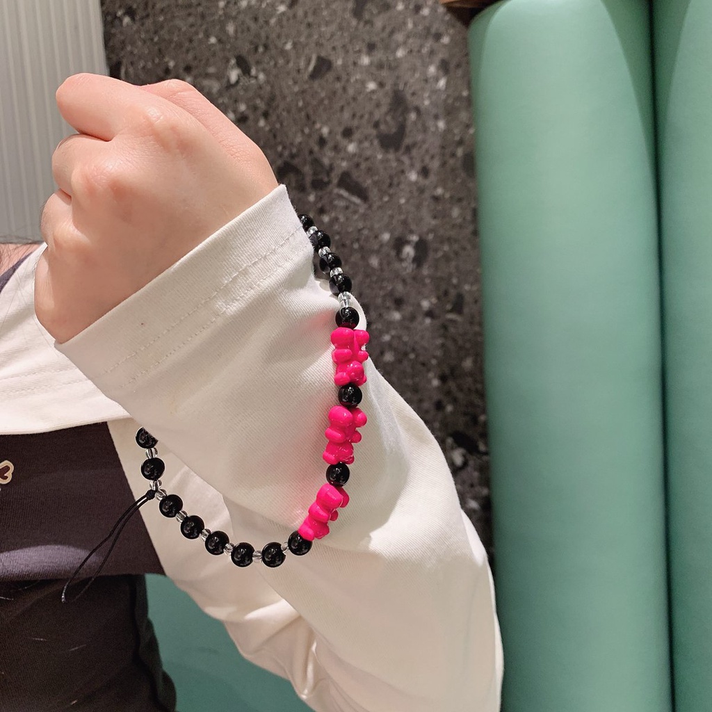 Dây Đeo Điện Thoại Kết Nối Bluetooth Không Dây Đính Hạt Ngọc Trai Hình Vuông / Gấu / Đám Mây Xinh Xắn