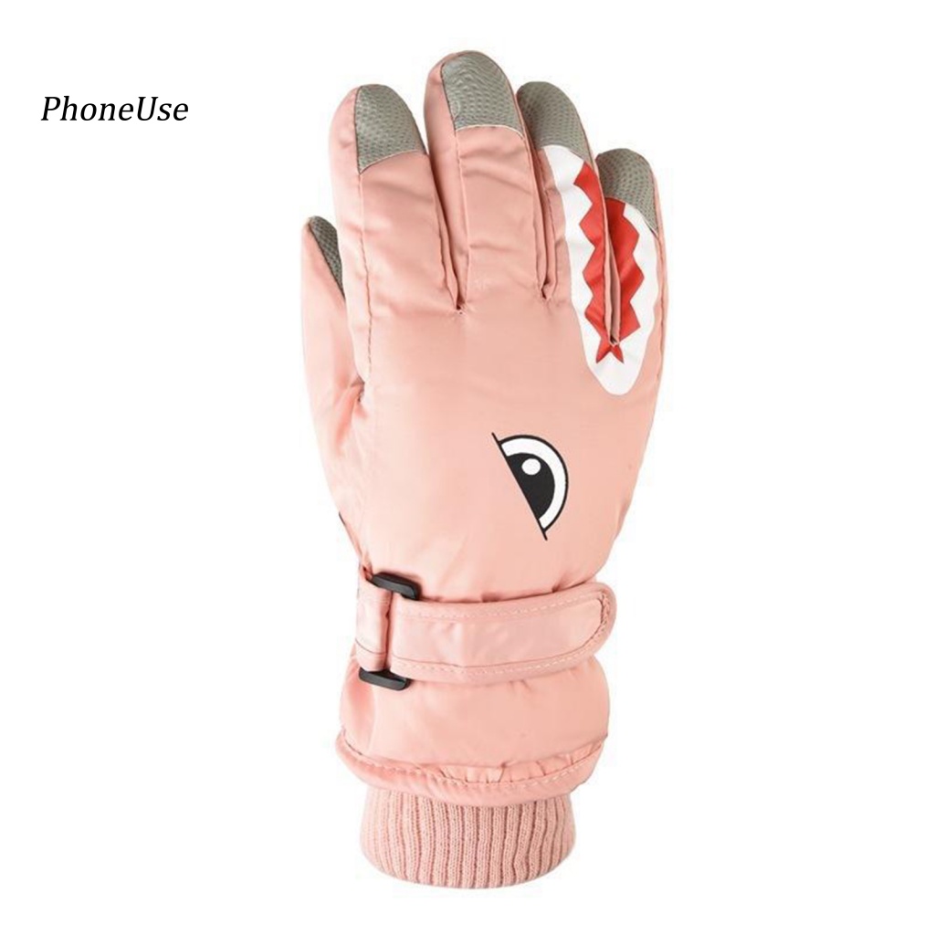 1 Đôi Găng Tay Trượt Tuyết Da PU Dày Chống Mài Mòn Họa Tiết Cá Mập Unisex