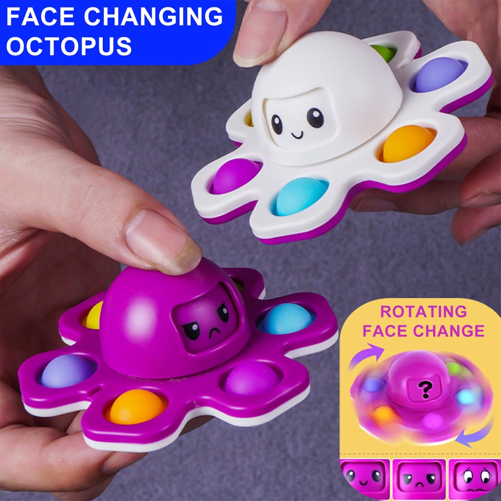 Pop It Flip Face-Changing Đồ Chơi Con Quay Bằng Silicone Hình Bạch Tuộc Cho Trẻ Em