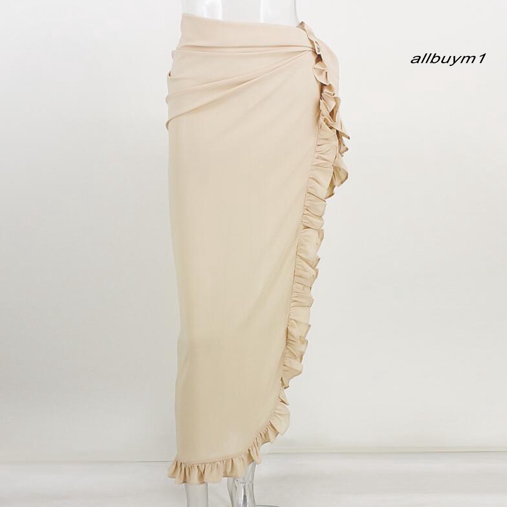 Chân Váy Xẻ Tà Màu Sắc Trơn Chất Liệu Thoáng Khí Thời Trang Đi Biển Quyến Rũ Cho Nữ