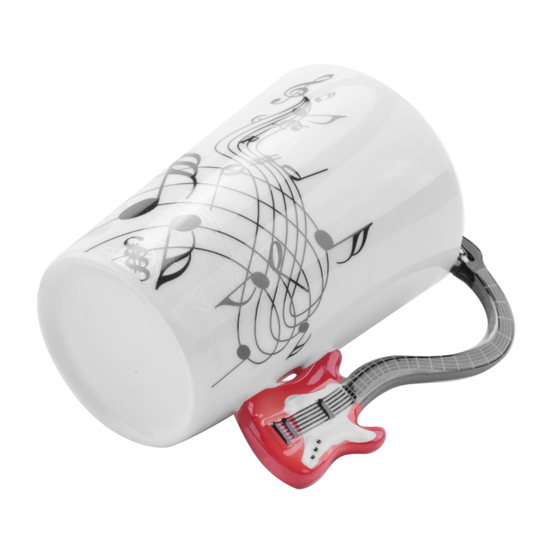 Cốc Sứ Uống Trà Sữa Cà Phê Có Tay Cầm Hình Đàn Ghita Màu Đen