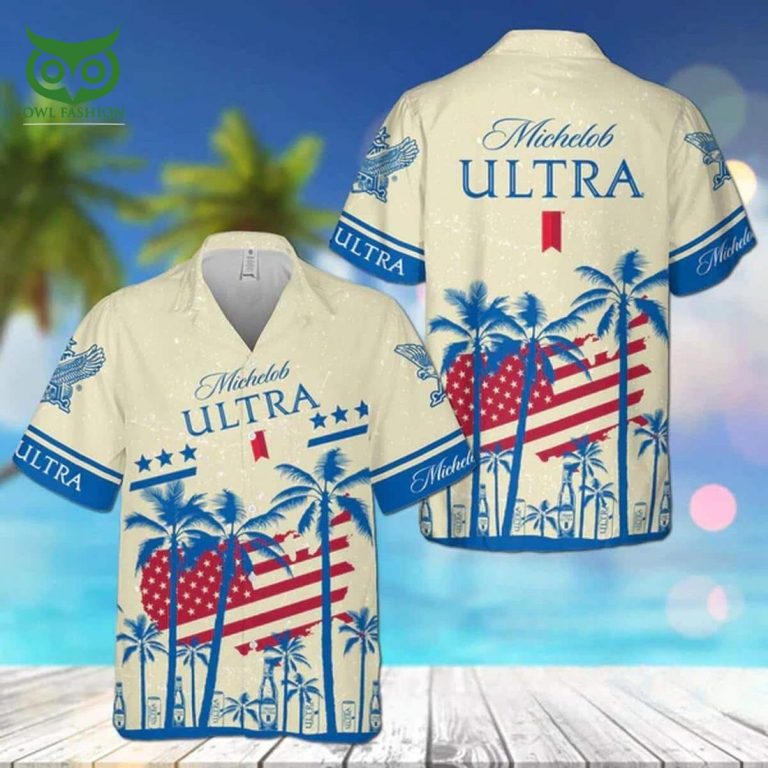 Áo Sơ Mi Hawaiian Lá Cờ Mỹ Nhiệt Đới Vibes Michelob Ultra Beer