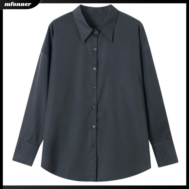 Áo Cardigan Tay Dài Dáng Rộng Màu Sắc Đơn Giản Thanh Lịch Cho Nữ