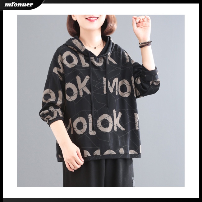 Áo Hoodie Dáng Rộng In Chữ Phong Cách Retro Cá Tính Cho Nữ