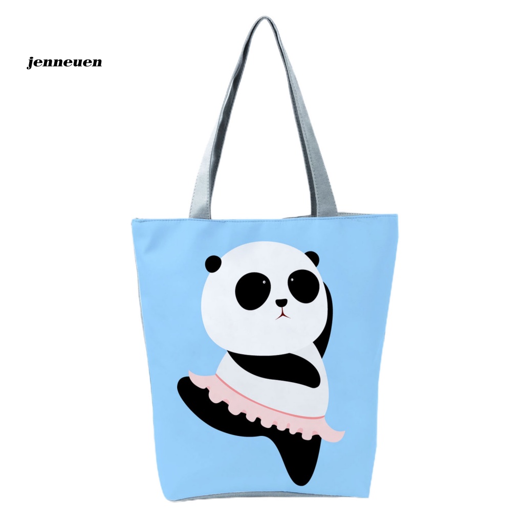 Túi Tote Đeo Vai / Xách Tay In Họa Tiết Gấu Trúc Dễ Thương Có Khóa Kéo Cho Nữ