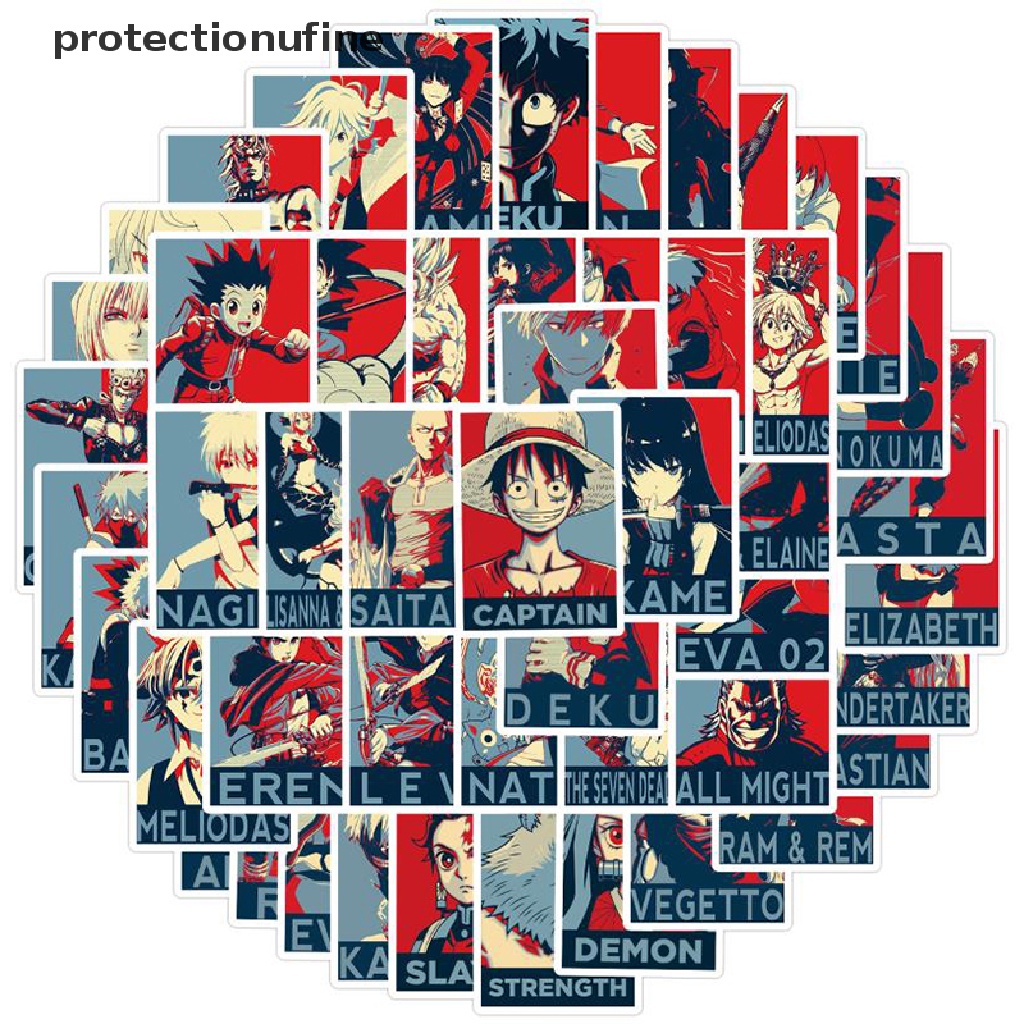 Set 50 Tấm Áp Phích Dán Trang Trí Sổ Tay / Hành Lý / Guitar Họa Tiết Anime Graffiti Bằng PVC Pr3V